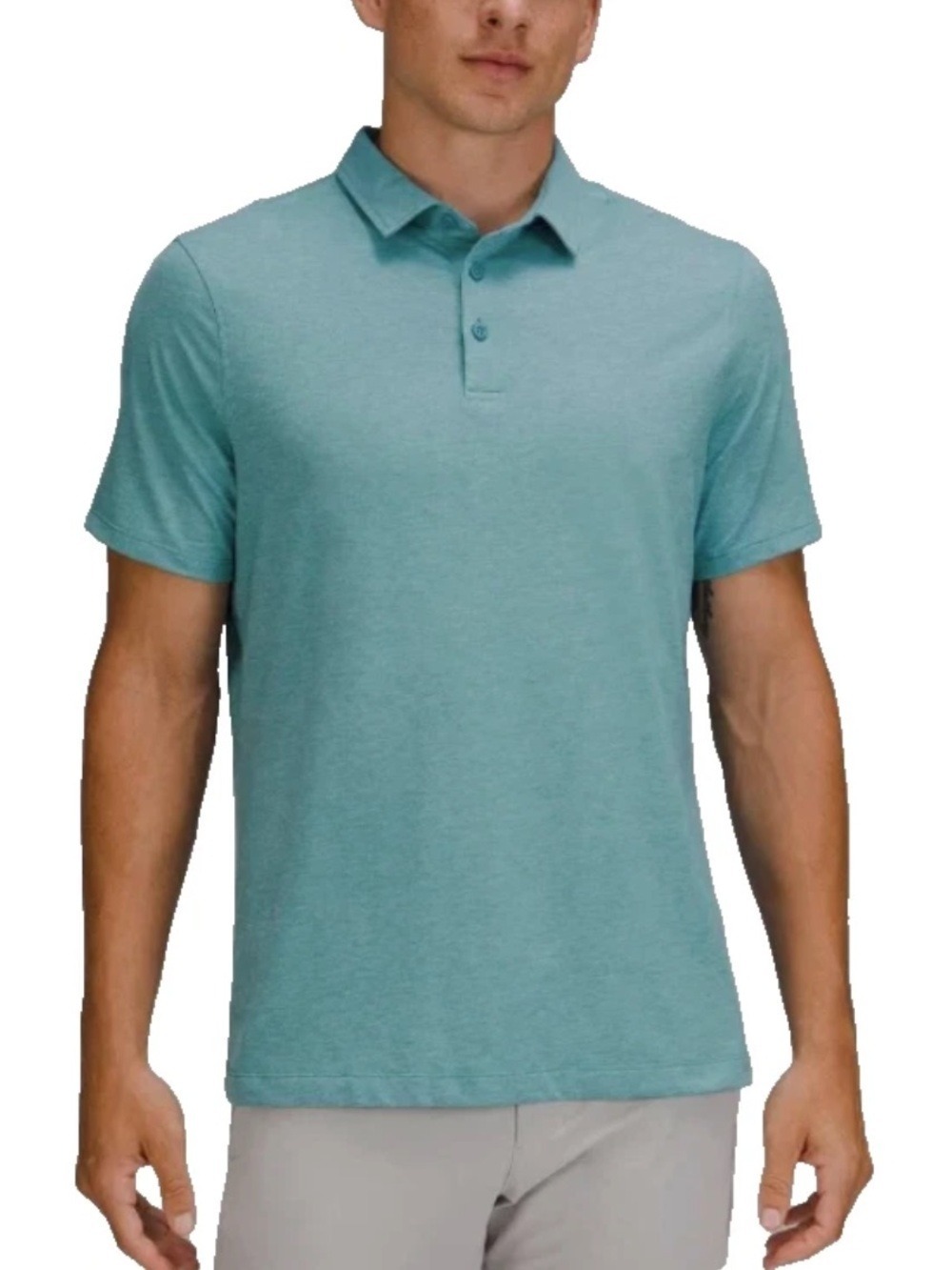 Lululemon Evolution Short Sleeve Polo Shirt Sz M Heathered Teal